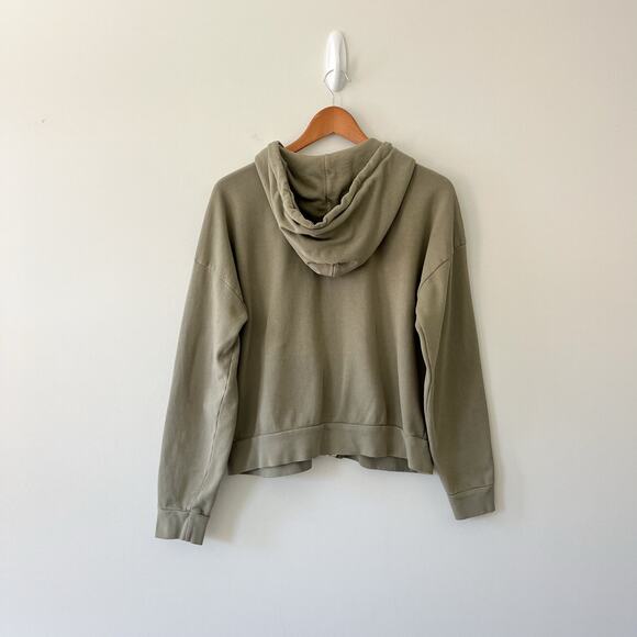 MATE The Label Organic Terry Full Zip Hoodie Sweatshirt Sage Green, Size Medium - Picture 11 of 14